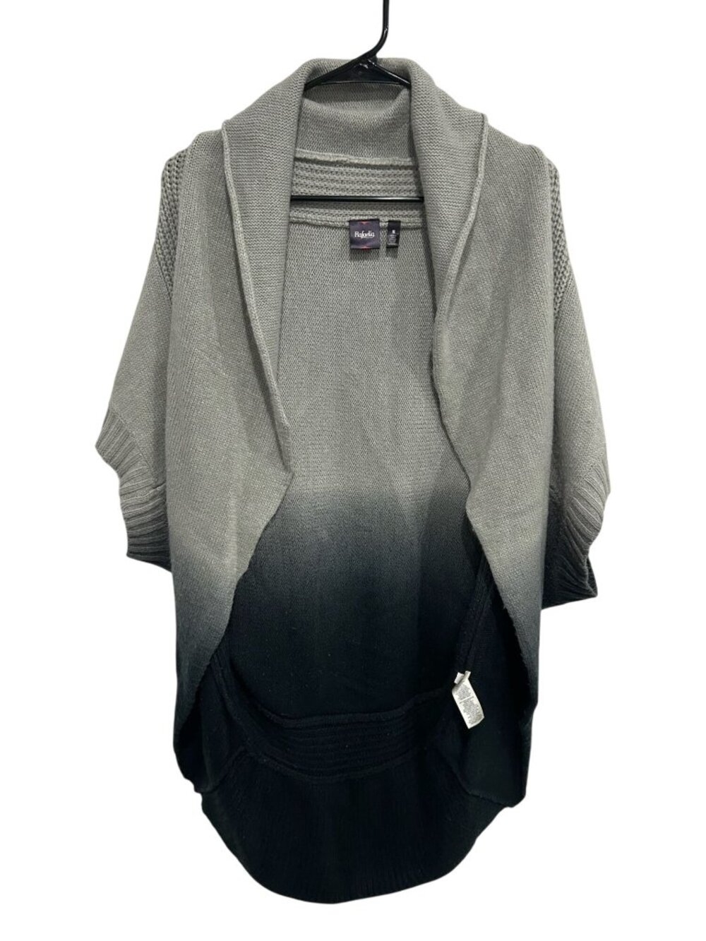 Rafaella Medium Gray Ombre Short Sleeve Open Front Cardigan Sweater Grungecore